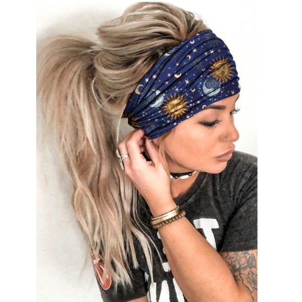 European and American cross-border new personality print yoga sports wide bundle wide brim hair band wash face ladies headwear wholesale