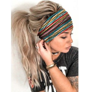 European and American cross-border new personality print yoga sports wide bundle wide brim hair band wash face ladies headwear wholesale