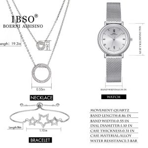 3628SXX IBSO Set: Three Star Bracelets, Necklaces, Watch Sets, Upscale Ladies Gift Box, Street Stall Watches
