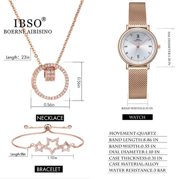 3628SXX IBSO Set: Three Star Bracelets, Necklaces, Watch Sets, Upscale Ladies Gift Box, Street Stall Watches - Image 2
