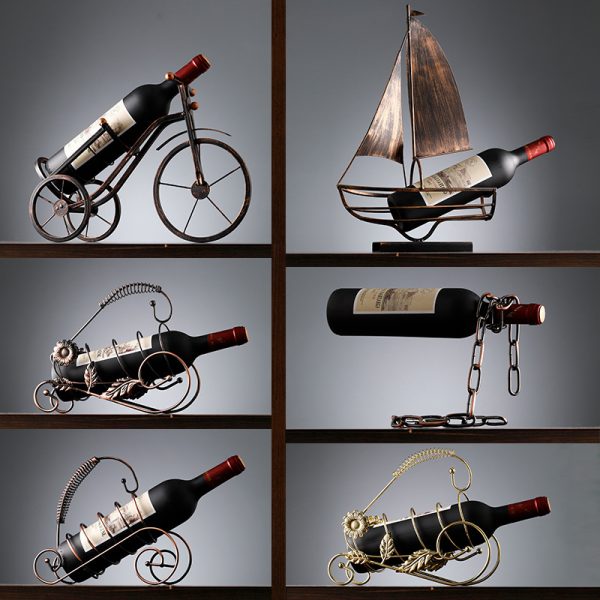 Light luxury wine rack ornaments, home wine bottles, wine cabinet decorations, dining table, home iron crafts, creative and modern