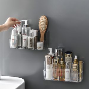 Plastic wall mounted cosmetic storage box home bathroom free toilet compartment toiletry rack