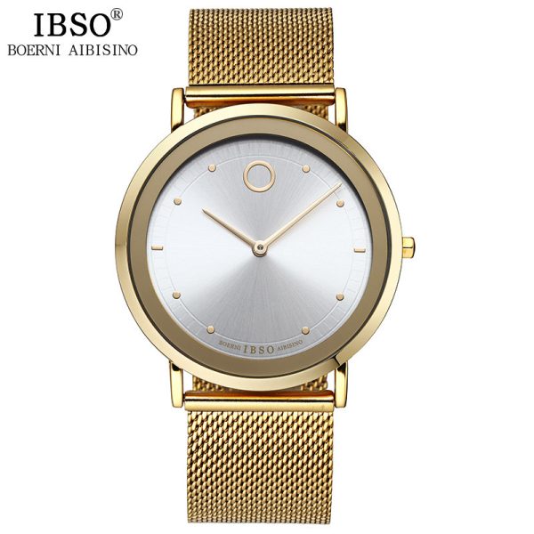 IBSO watch men's waterproof belt fashion trend Korean version student male accurate walking quartz watch 8160