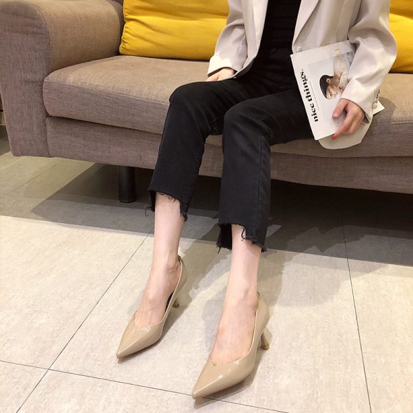 955-8 patent leather pointed heels women's wine glasses and single shoes women's professional office business women's shoes - Image 2