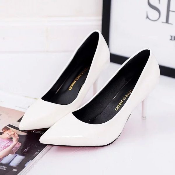 Women's high heels are fashionable and comfortable, solid color casual shallow mouth office OL women's plus size high heels thin heels drop shipping - Image 5