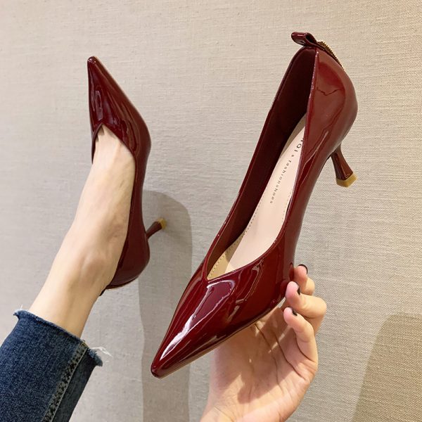955-8 patent leather pointed heels women's wine glasses and single shoes women's professional office business women's shoes