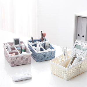 Creative four-grid TV remote control storage boxSimple multi-functional desktop sundries makeup student stationery organizer box