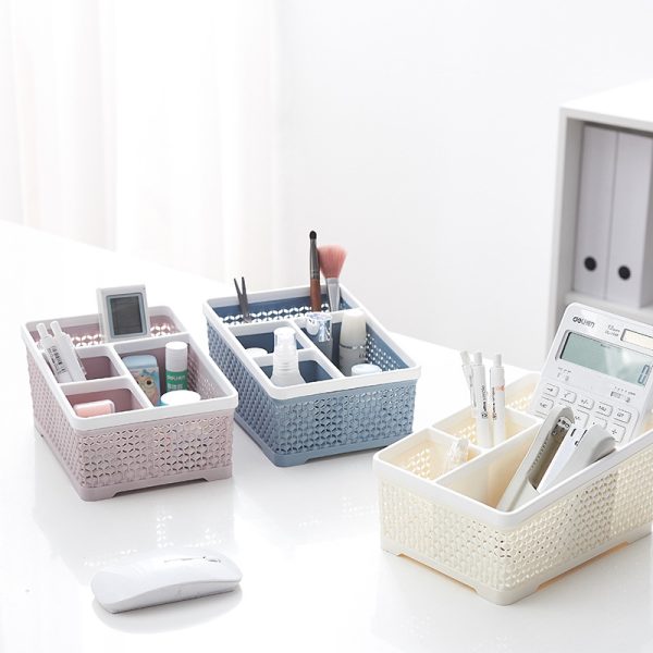 Creative four-grid TV remote control storage boxSimple multi-functional desktop sundries makeup student stationery organizer box