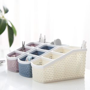 Creative four-grid TV remote control storage boxSimple multi-functional desktop sundries makeup student stationery organizer box