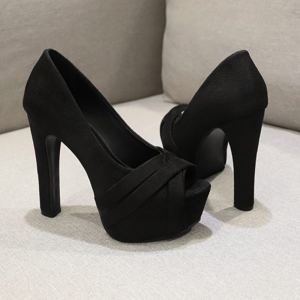 2023 Spring and Autumn New Super High Heels Fish Beak Single Shoes Thick Heel Platform Sexy Women's Shoes Model 866-6 - Image 5