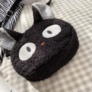 Lamb wool small bag female 2021 autumn and winter new trendy student plush shoulder bag cartoon cute girl messenger bag