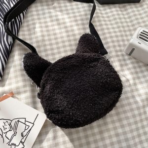 Lamb wool small bag female 2021 autumn and winter new trendy student plush shoulder bag cartoon cute girl messenger bag