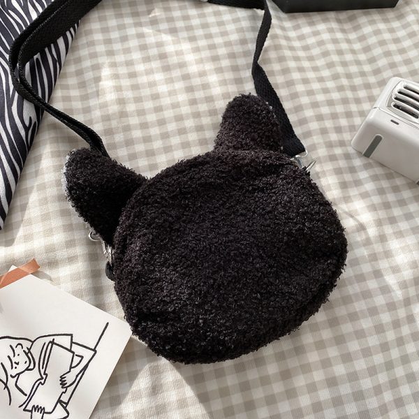 Lamb wool small bag female 2021 autumn and winter new trendy student plush shoulder bag cartoon cute girl messenger bag - Image 2