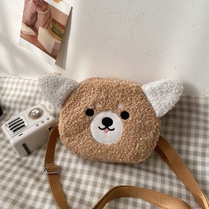 Lamb wool small bag female 2021 autumn and winter new trendy student plush shoulder bag cartoon cute girl messenger bag