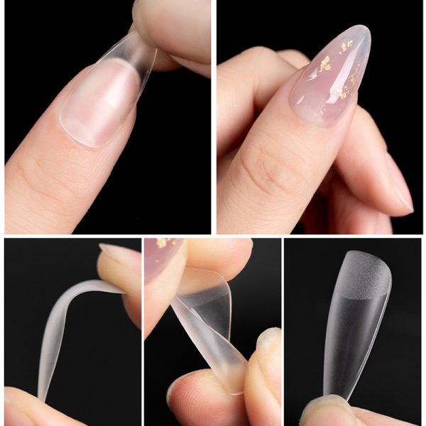 Internet celebrity nail art ultra-thin non-marking nail sheet full half paste non-engraving French nail patch scrub ladder extension nail sheet - Image 3