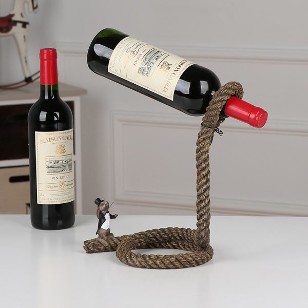 Qipin House European creative suspension rope red wine rack ornaments wine cabinet decorations resin wholesale