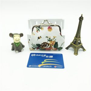 Rose canvas mini coin purse women's fabric buckle coin bag, children's cute pouch factory direct sales