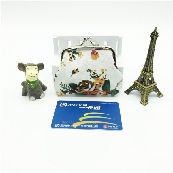 Rose canvas mini coin purse women's fabric buckle coin bag, children's cute pouch factory direct sales - Image 3