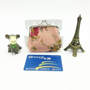 Rose canvas mini coin purse women's fabric buckle coin bag, children's cute pouch factory direct sales