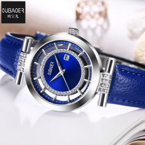 oubaoer explosive fashion light luxury diamond set women's watch simple niche temperament leather waterproof quartz watch