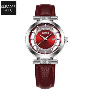 oubaoer explosive fashion light luxury diamond set women's watch simple niche temperament leather waterproof quartz watch