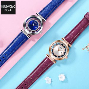 oubaoer explosive fashion light luxury diamond set women's watch simple niche temperament leather waterproof quartz watch