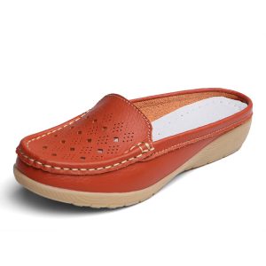 Trendy new leather elegant Baotou women's sandals casual fashion wedge heel women's hollow shoes one piece of delivery