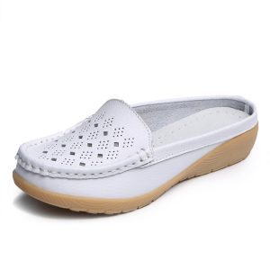 Trendy new leather elegant Baotou women's sandals casual fashion wedge heel women's hollow shoes one piece of delivery