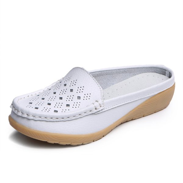 Trendy new leather elegant Baotou women's sandals casual fashion wedge heel women's hollow shoes one piece of delivery - Image 4