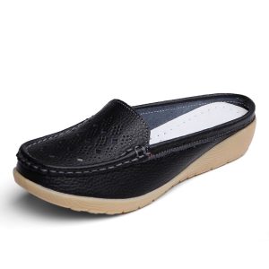 Trendy new leather elegant Baotou women's sandals casual fashion wedge heel women's hollow shoes one piece of delivery