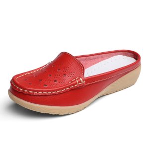 Trendy new leather elegant Baotou women's sandals casual fashion wedge heel women's hollow shoes one piece of delivery