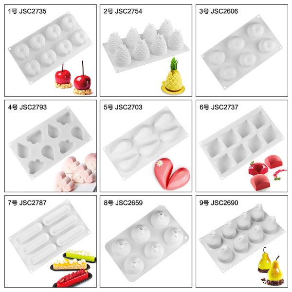 Cross-border hot selling silicone cake mold mousse fruit Christmas diamond heart shaped cake baking mold set tool
