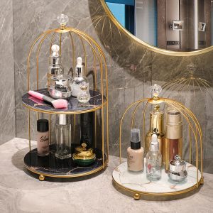 Bathroom cosmetics rack toilet toilet wash dressing table wrought iron bird cage skin care products desktop storage box