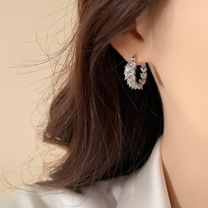 Light luxury diamond set U-shaped wheat ear buckle high-end niche design earrings French fashion new earrings women's wholesale