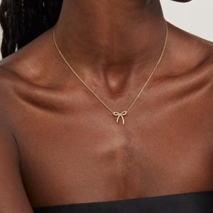 Electroplated simple necklace pendant bow cute fashion girl versatile high-end temperament collarbone chain collarband chain