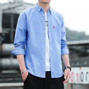 2022 Spring Autumn New Men's Non-Ironing Business Shirt Trendy Casual Slim Retro Long Sleeve Long Sleeve Men's Shirt
