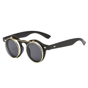 Double flap round retro sunglasses 5005 punk steam sunglasses European and American trend sunglasses manufacturers