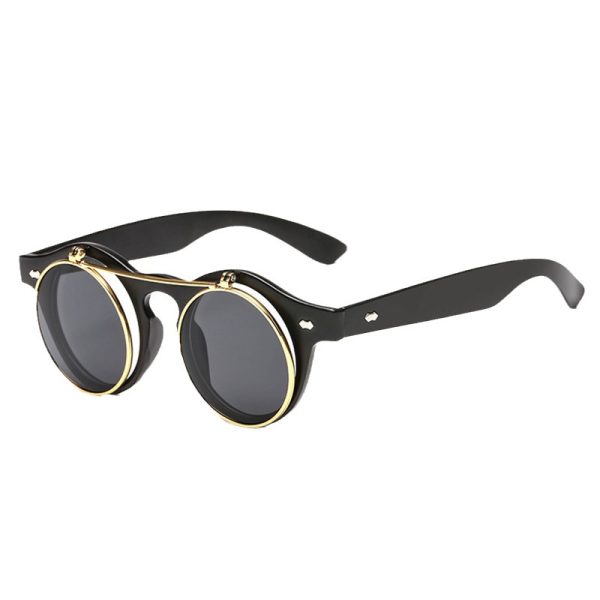 Double flap round retro sunglasses 5005 punk steam sunglasses European and American trend sunglasses manufacturers - Image 5