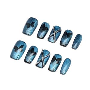 Pure handmade wearable nail national style chain high-end wearable nail stickers source factory wholesale light therapy nail fake nails