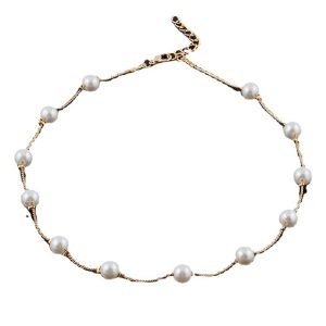 Korean version of jewelry accessories decoration versatile lady multiple pearl necklace female small fresh long sweater chain
