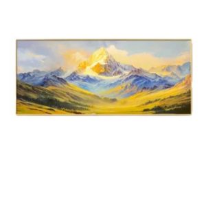 Backed by Jinshan, the living room is decorated with paintings, such as mountains and waters, office sofas, background wall paintings, and light luxury high-end murals