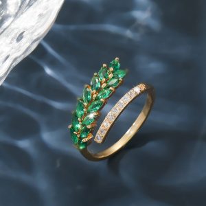 Cross-border hot-selling wheat ear rings, women's niche, high-end light luxury, non-fading rings, fashionable, simple and versatile rings, hand jewelry