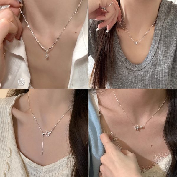 925 sterling silver aquamarine butterfly necklace women's non-fading ins niche high-end sense light luxury collarbone chain accessories wholesale