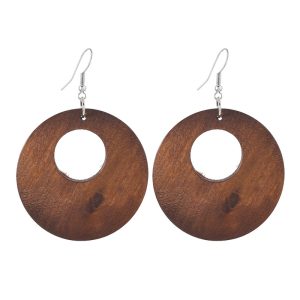 Maillard autumn and winter vintage wooden earrings niche design exaggerated resort earrings new Chinese ethnic style earrings for women
