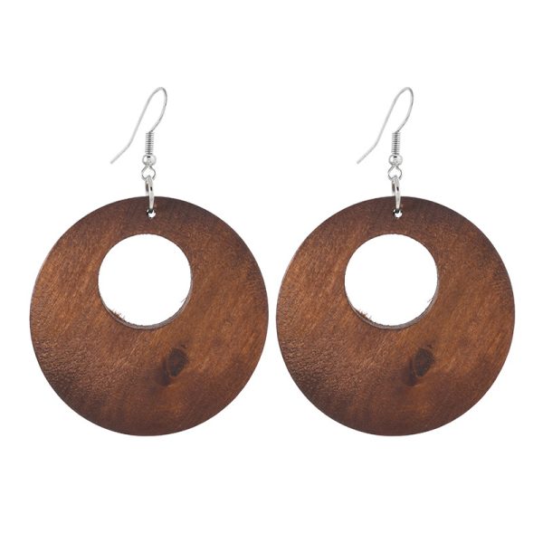 Maillard autumn and winter vintage wooden earrings niche design exaggerated resort earrings new Chinese ethnic style earrings for women - Image 5