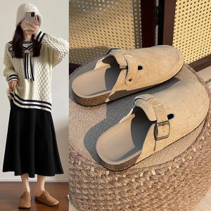 Foreign trade cross-border Birkenstock women's spring new slip-on shoes toe shoes women's slippers doctor shoes nurse shoes half flip flops