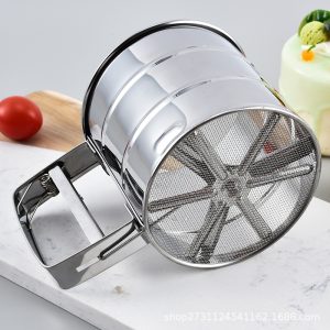 Cross border handheld cup semi-automatic flour sieve stainless steel sieve flour sieve powdered sugar sieve sample sieve baking tools