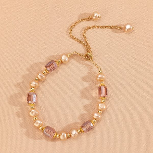 French retro style purple pearl bracelet girl's high-end ins, niche design, crystal bracelet, girlfriend jewelry - Image 4