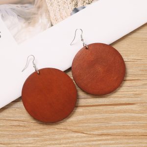 Maillard autumn and winter vintage wooden earrings niche design exaggerated resort earrings new Chinese ethnic style earrings for women