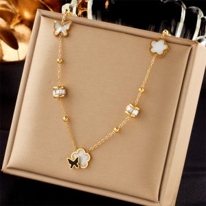 Cross-border fashion niche new pendant jewelry clavicle chain titanium steel multi-layer layered luxury women's necklace